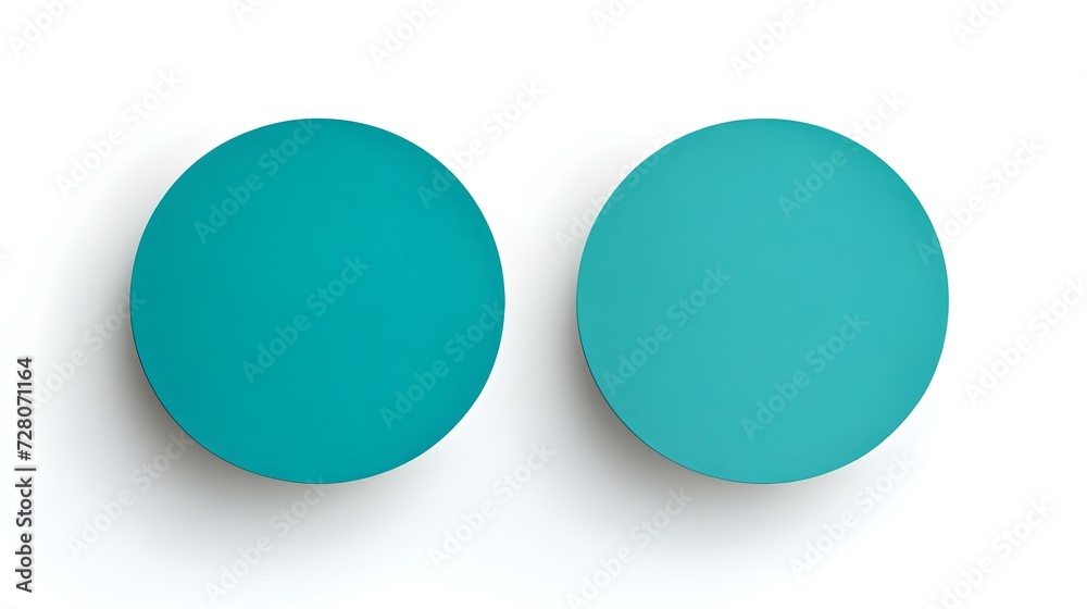 Two Cyan round Paper Notes on a white Background. Brainstorming Template with Copy Space Two Cyan round Paper Notes on a white Background. Brainstorming Template with Copy Space