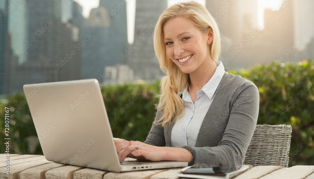 Productivity in Focus: British Woman Engaged in Laptop Work Productivity in Focus: British Woman Engaged in Laptop Work