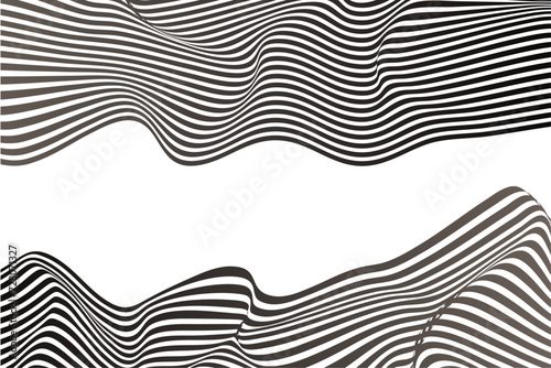Black abstract dynamic line art wavy flowing vector. Isolated on transparent background. Wave, wind and ocean. 