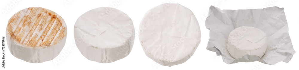 Obraz premium Camembert cheese is isolated png transparent. Grilled camembert cheese or brie cheese baked on the grill.