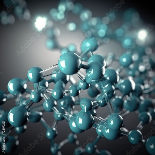 Many multi-colored molecules on a dark background. Abstract structure for science or medicine. © OLGA