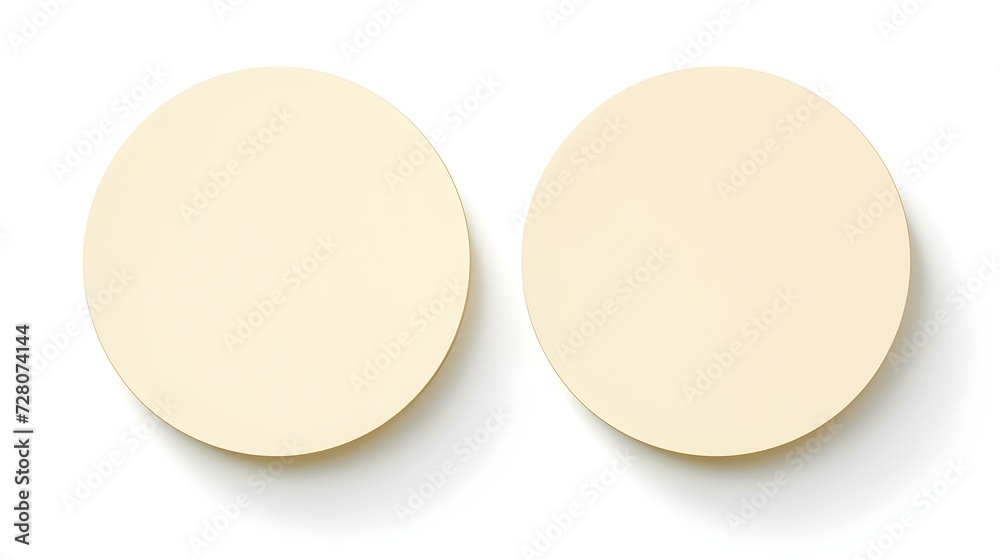 Two Ivory round Paper Notes on a white Background. Brainstorming Template with Copy Space Two Ivory round Paper Notes on a white Background. Brainstorming Template with Copy Space