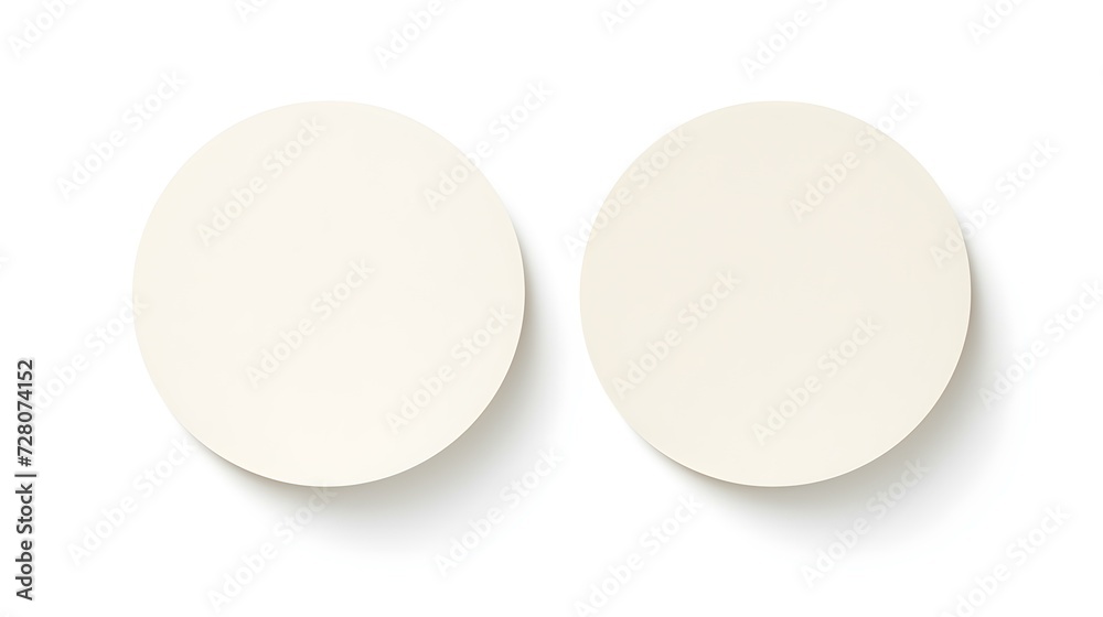 Two Ivory round Paper Notes on a white Background. Brainstorming Template with Copy Space
