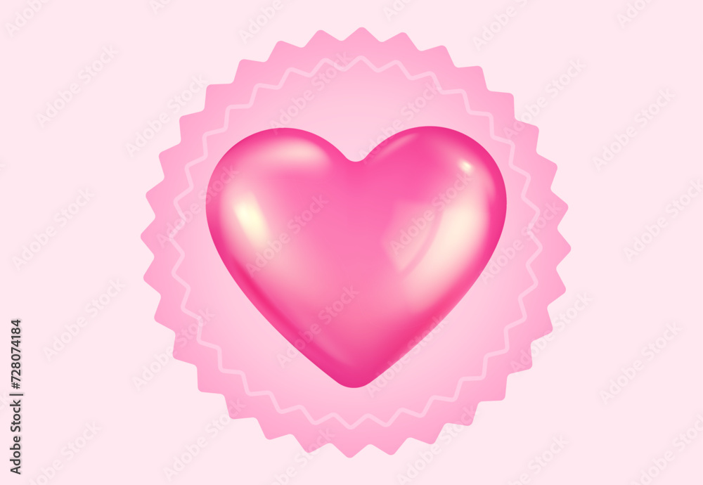 Vector icons of pink and red heart for Valentine's Day in realistic 3d style.