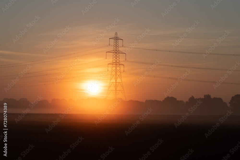 powerlines at sunrise 