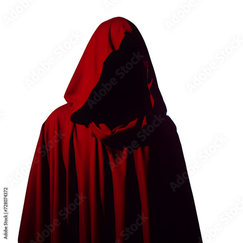 person in a red cloath dark horror pagan ritualistic theme on white or transparent background PNG photo