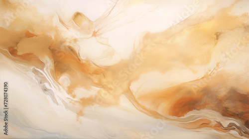 Abstract ocean and swirls of marble background in brown beige and golden 