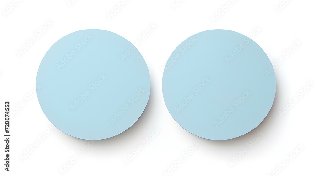 Two Light Blue round Paper Notes on a white Background. Brainstorming Template with Copy Space Two Light Blue round Paper Notes on a white Background. Brainstorming Template with Copy Space