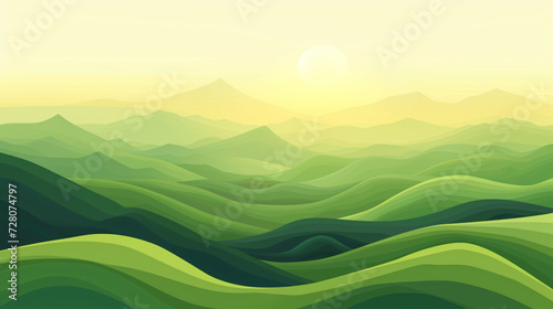 Abstract green landscape wallpaper background.