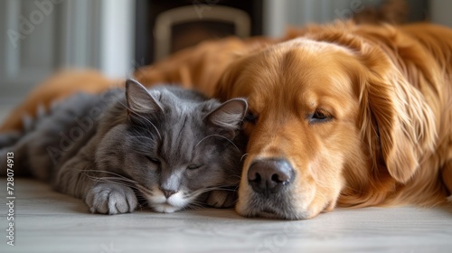 Intimate Moment Between Cat and Dog