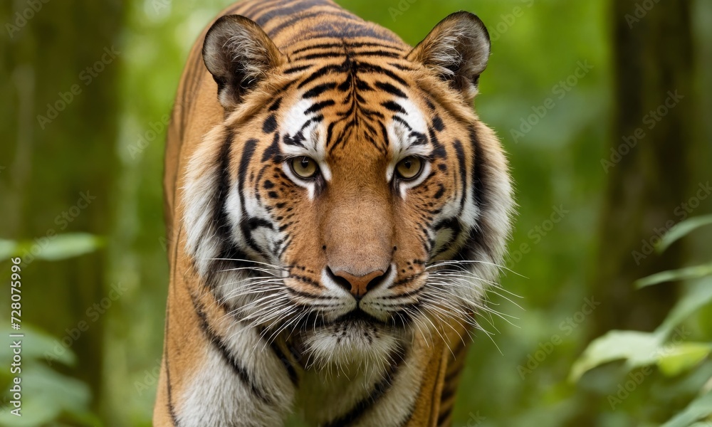 tiger roaming in the forest