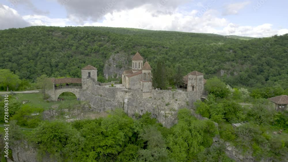 Aerial Drone View of Historic Georgian Monastery Surrounded by Lush Greenery IV Aerial Drone View of Historic Georgian Monastery Surrounded by Lush Greenery IV