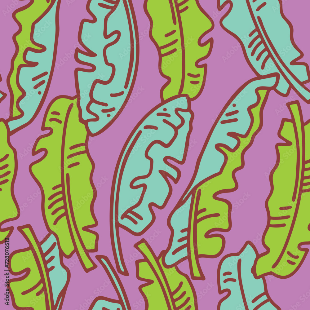 Banana plant leaves vector pattern for textile design, fabric print, wallpaper, digital paper. Palm tree leaf background, jungle vintage style, hand drawn illustration for cafe, spa hotel decoration. Banana plant leaves vector pattern for textile design, fabric print, wallpaper, digital paper. Palm tree leaf background, jungle vintage style, hand drawn illustration for cafe, spa hotel decoration.
