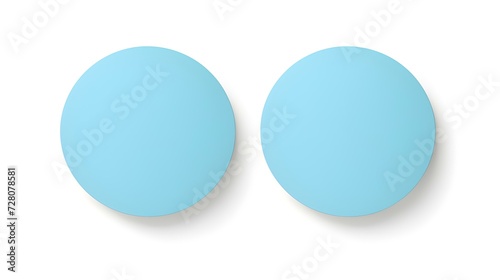 Two Sky Blue round Paper Notes on a white Background. Brainstorming Template with Copy Space