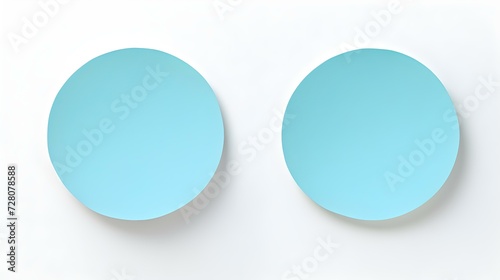 Two Sky Blue round Paper Notes on a white Background. Brainstorming Template with Copy Space