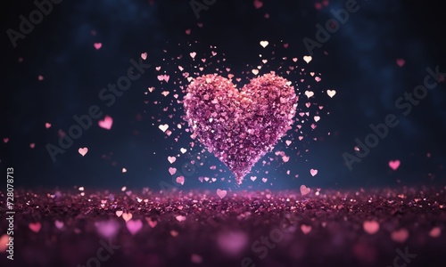 Sparkling heart in a magical atmosphere