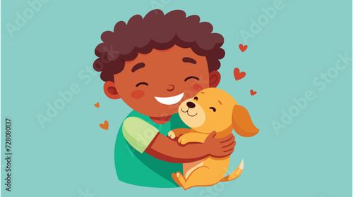 Boy Embraces Puppy With Love and Joy