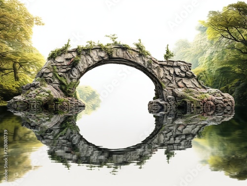 Bridge Arching Over River Connection and Passage Isolated on White Background AI Generated