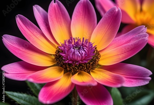 Blossoming Palette Close-up of a Single Flower with Yellow and Purple Shades