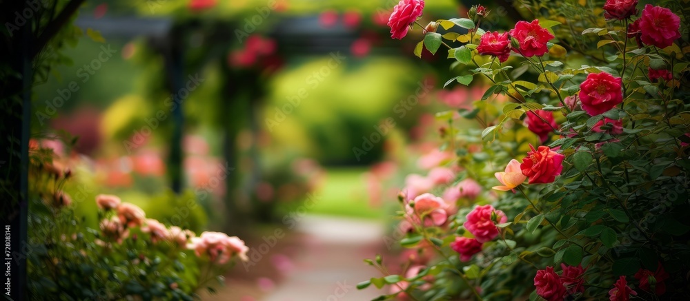 Beautiful Roses Adorn the Serene Garden Park with Stunning Beauty Beautiful Roses Adorn the Serene Garden Park with Stunning Beauty