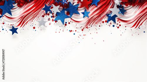 Patriotic Red, White, and Blue Stars and Stripes Decoration for American Celebration Created With Generative AI Technology 