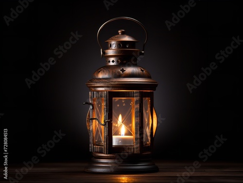 Lantern Glowing in Darkness Hope and Guidance Isolated on White Background AI Generated