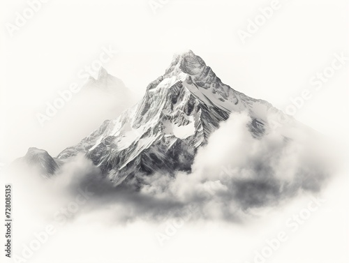 Mountain Peak Piercing Clouds Aspiration and Achievement Isolated on White Background AI Generated © VisualMarketplace
