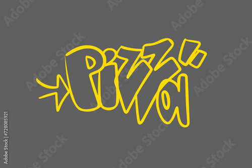 pizza graffiti vector isolated, art