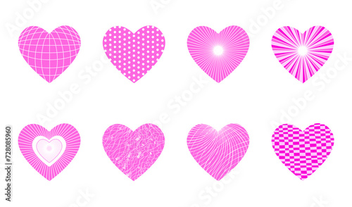 Herzen Gruppe mit verschiedene Muster,
Dekoration für Muttertag, Valentinstag, Hochzeit uvm,
Vektor Illustration isoliert auf weißem Hintergrund