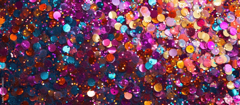 Naklejka premium Glittery sequined texture, shining colorful background Generative AI.