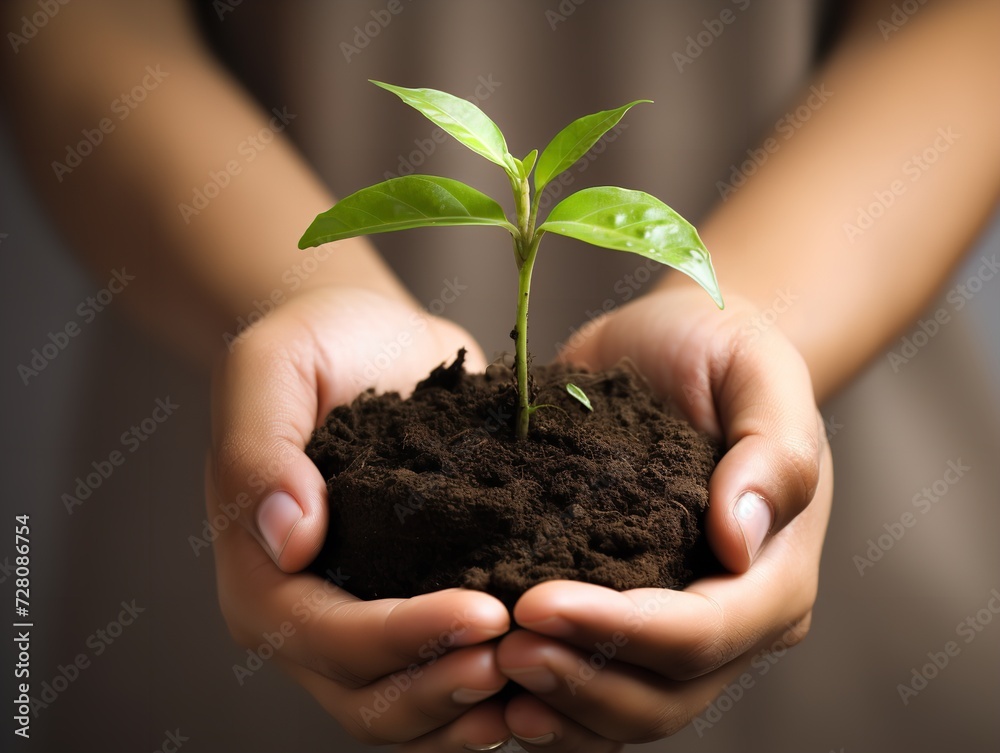 Sapling in Human Hands Care and Growth Isolated on White Background AI Generated Sapling in Human Hands Care and Growth Isolated on White Background AI Generated