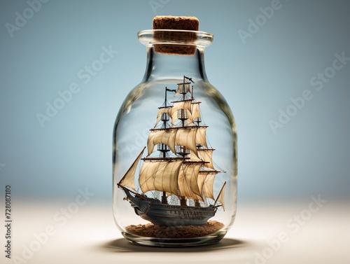 Ship in a Bottle Navigating Dreams Isolated on White Background AI Generated