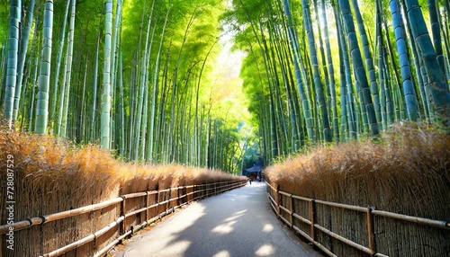 bamboo forest of arashiyama near kyoto japan photo