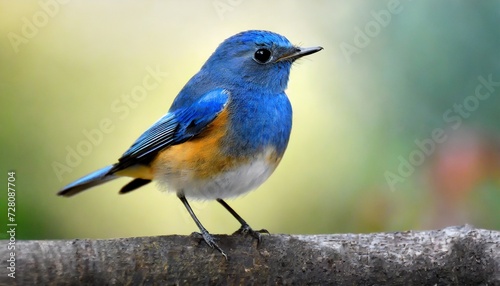 hill blue flycatcher cyornis banyumas beautiful tiny blue bird fully standing on white background fascinated nature