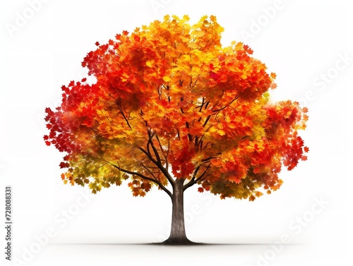 Tree with Multicolored Leaves Diversity and Change Isolated on White Background AI Generated