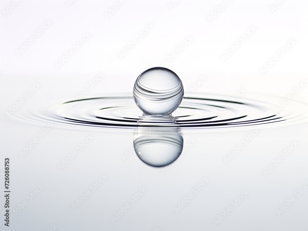 Water Droplet Creating Ripples Impact and Influence Isolated on White Background AI Generated