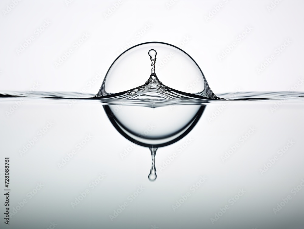 Water Droplet Creating Ripples Impact and Influence Isolated on White Background AI Generated