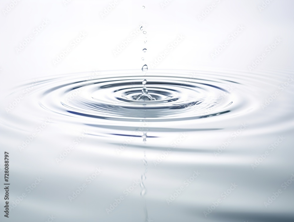 Water Droplet Creating Ripples Impact and Influence Isolated on White Background AI Generated