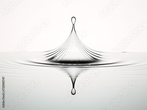 Obraz na płótnie Water Droplet Creating Ripples Impact and Influence Isolated on White Background AI Generated w salonie