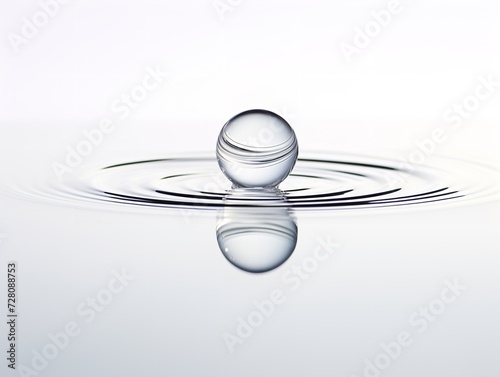 Obraz na płótnie Water Droplet Creating Ripples Impact and Influence Isolated on White Background AI Generated w salonie