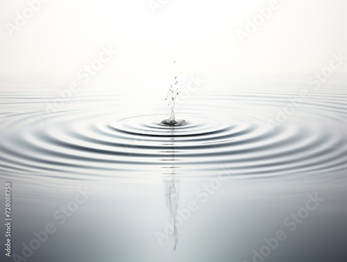 Obraz na płótnie Water Droplet Creating Ripples Impact and Influence Isolated on White Background AI Generated w salonie