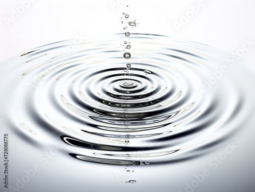 Water Droplet Creating Ripples Impact and Influence Isolated on White Background AI Generated