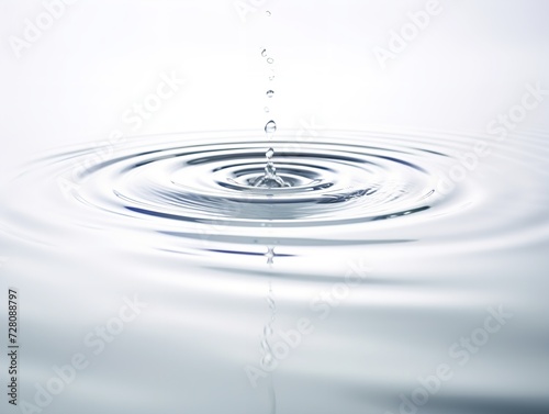 Obraz na płótnie Water Droplet Creating Ripples Impact and Influence Isolated on White Background AI Generated w salonie