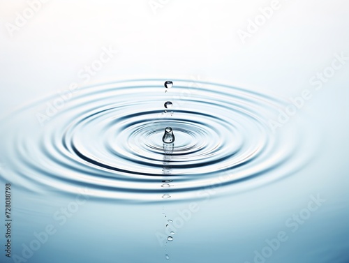 Water Droplet Creating Ripples Impact and Influence Isolated on White Background AI Generated