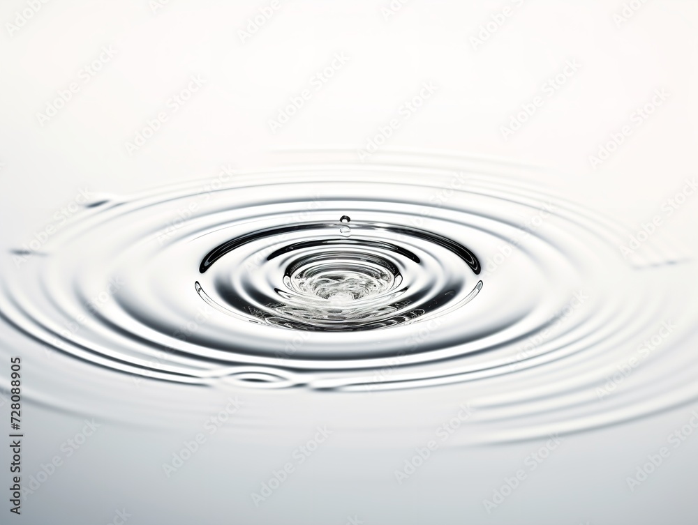 Water Droplet Creating Ripples Impact and Influence Isolated on White Background AI Generated Water Droplet Creating Ripples Impact and Influence Isolated on White Background AI Generated