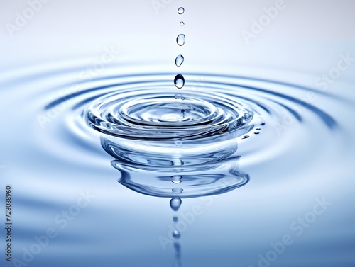 Obraz na płótnie Water Droplet Creating Ripples Impact and Influence Isolated on White Background AI Generated w salonie
