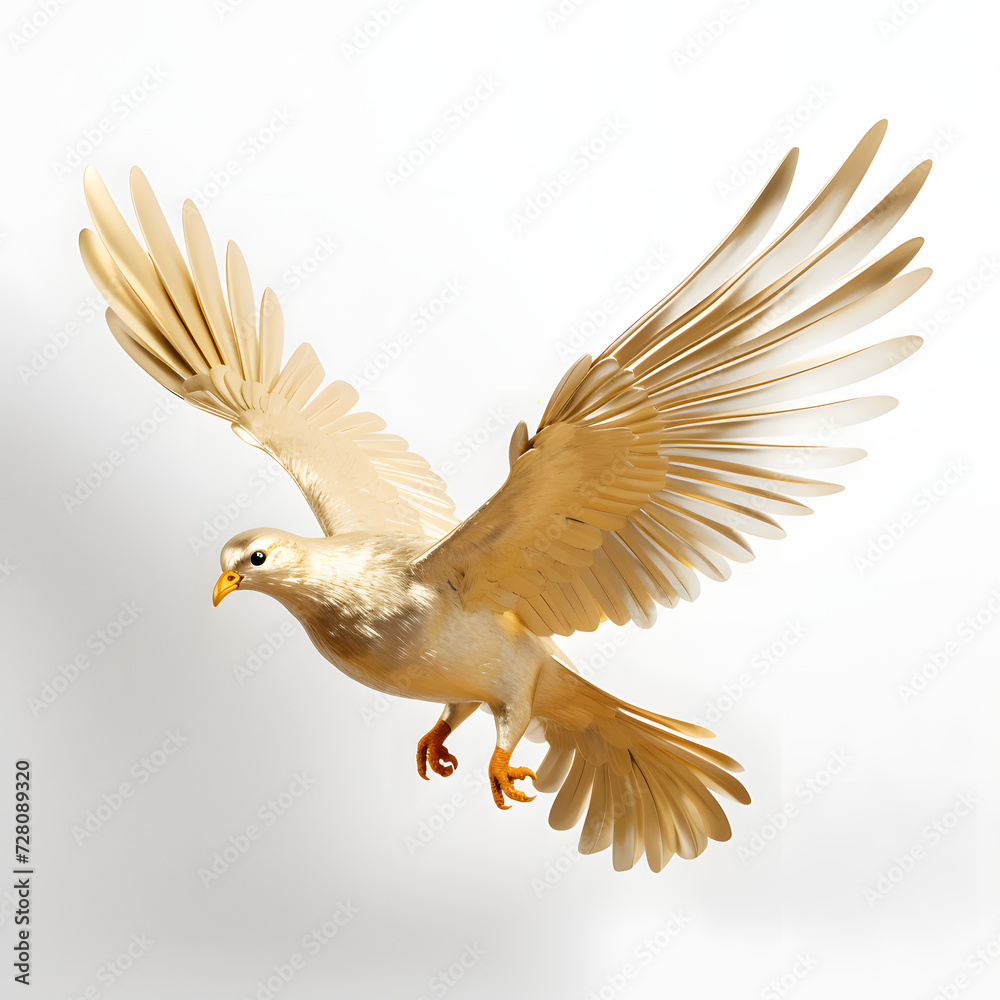 Obraz premium golden pigeon in flight isolated