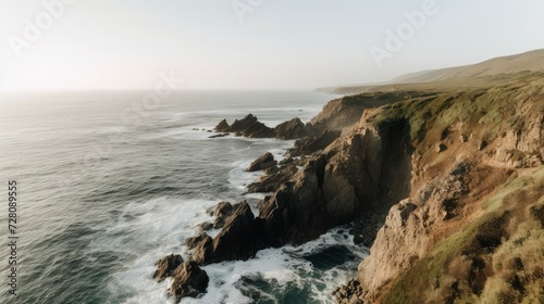 Rocky cliff side view and ocean © Voilla