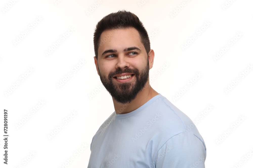 Man with clean teeth smiling on white background Man with clean teeth smiling on white background
