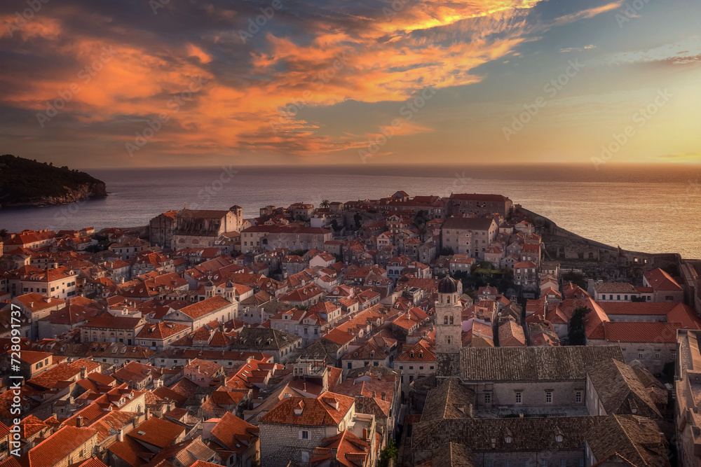 sunset over the city of Dubrovnic